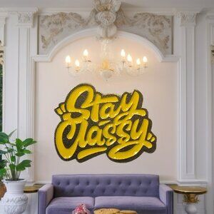 Stay Classy Goldtone Enamel Pin Ron Burgundy